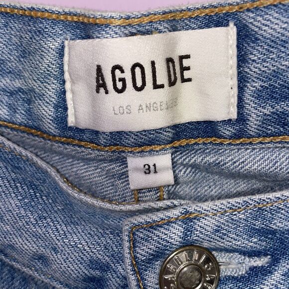 AGOLDE Jamie High Rise Classic Jeans Women Size 31 Distressed Light Wash - Picture 3 of 10